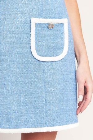 A solid woven mini dress with round neckline, sleeveless, pockets and back zipper closure

Details:

Self: 73% Polyester 27% Rayon

Contrast: 73% Polyester 27% Rayon

Lining: 100% Polyester

Size & Fit

-Model is 5`8" And Wearing Size Small 
-Measurements Taken From Size Small
-Approx. Length: 34"