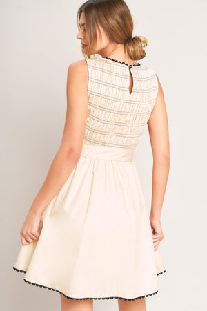 LOVELY ESCAPE WOVEN MINI DRESS.