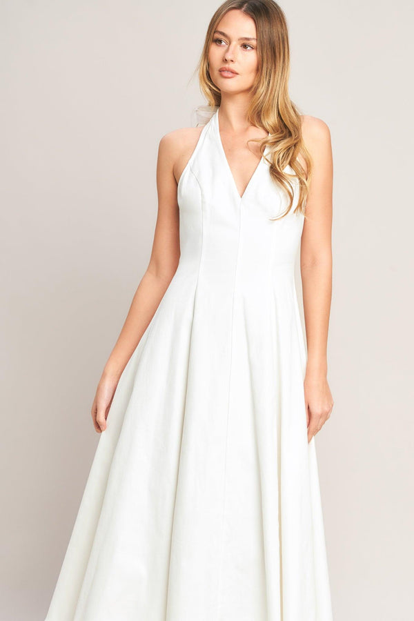 SERENE MOMENT WOVEN MIDI DRESS.