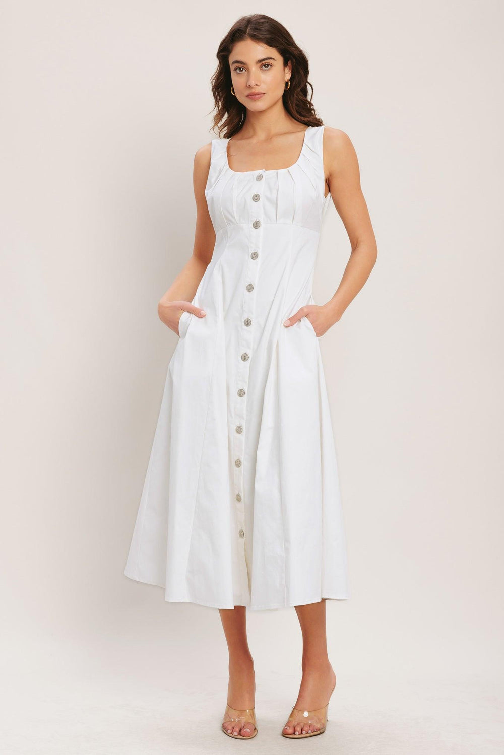 SEASIDE BRUNCH WOVEN MIDI DRESS.