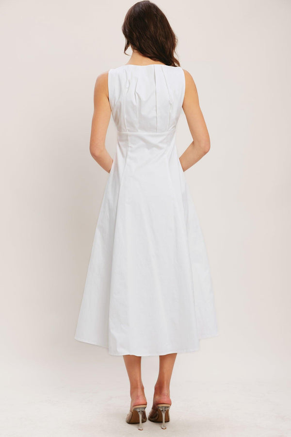 SEASIDE BRUNCH WOVEN MIDI DRESS.