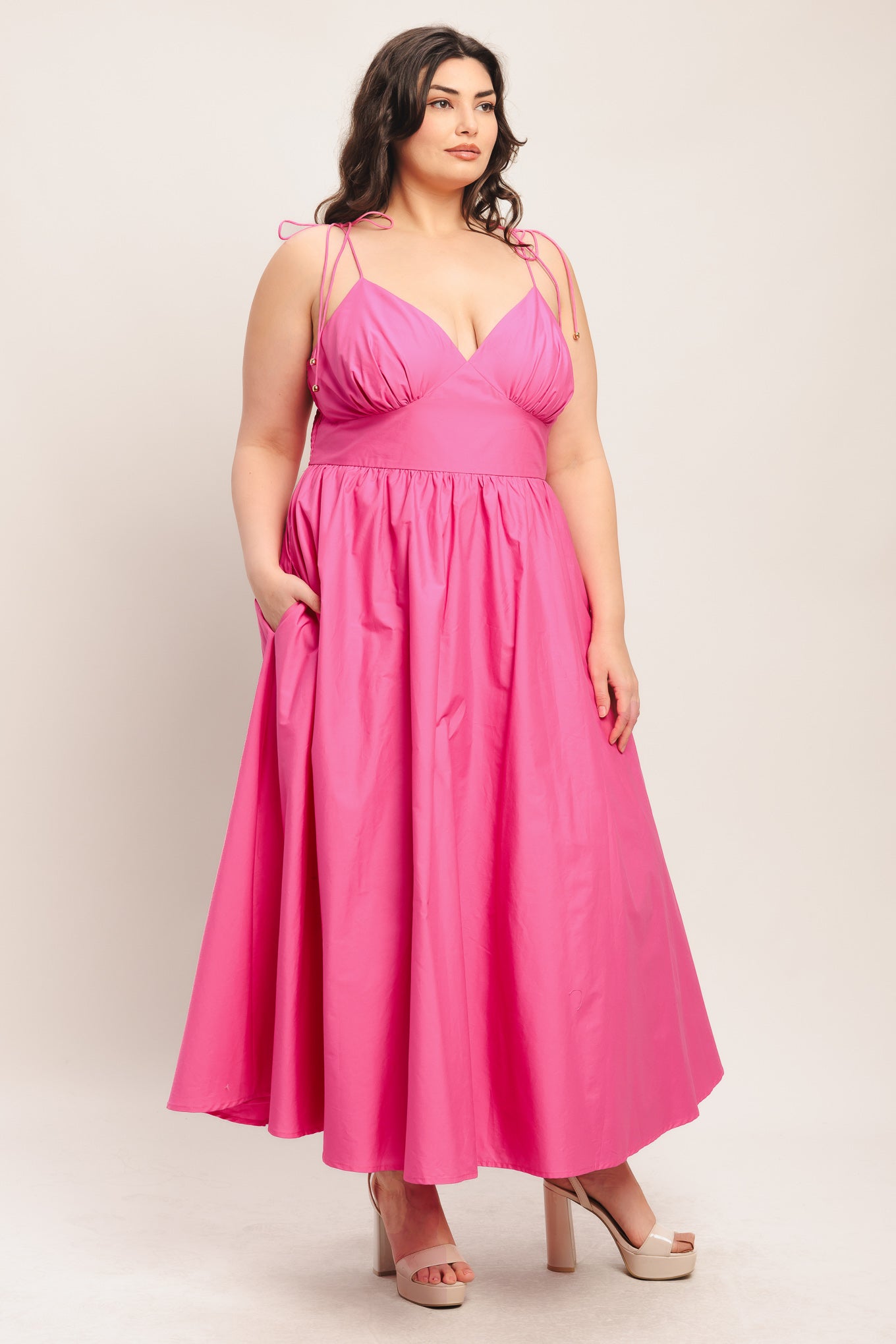 PRETTY IN PINK WOVEN MIDI DRESS - Flying Tomato - DRESSES - Flying Tomato