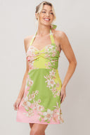 GLOW BLOSSOM WOVEN MINI DRESS.