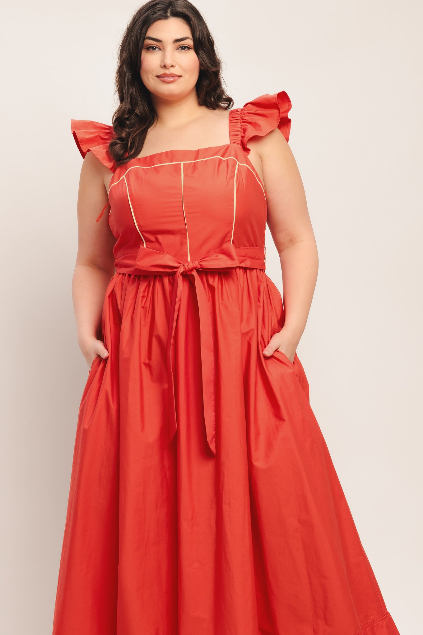 SUNSET ROMANCE WOVEN MIDI DRESS | PLUS