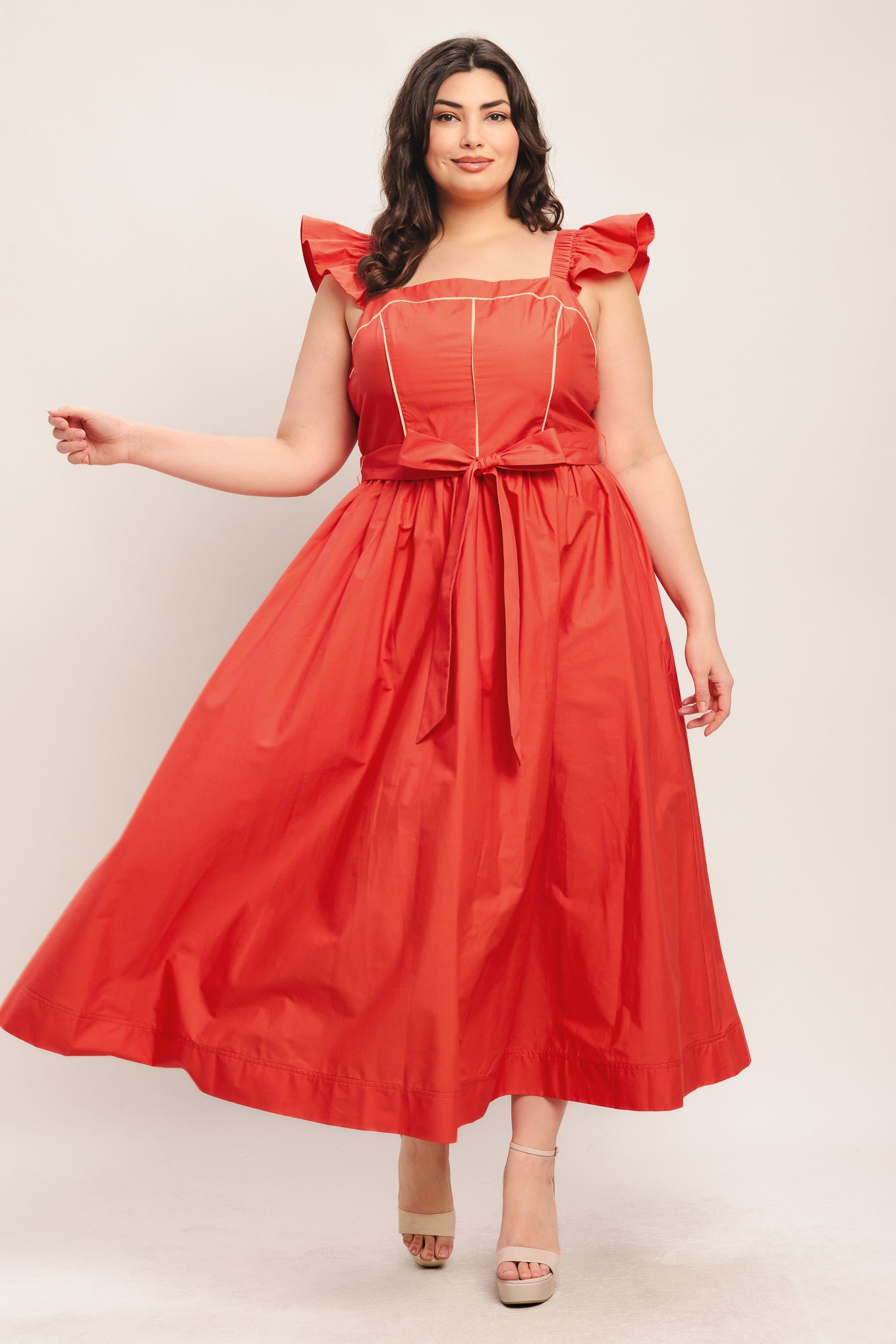 SUNSET ROMANCE WOVEN MIDI DRESS | PLUS