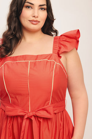 SUNSET ROMANCE WOVEN MIDI DRESS | PLUS