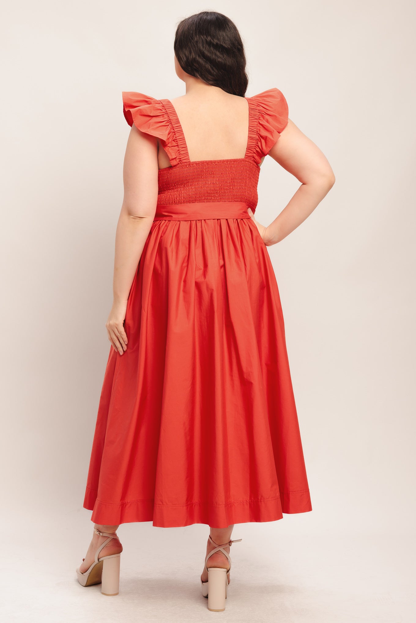 SUNSET ROMANCE WOVEN MIDI DRESS | PLUS