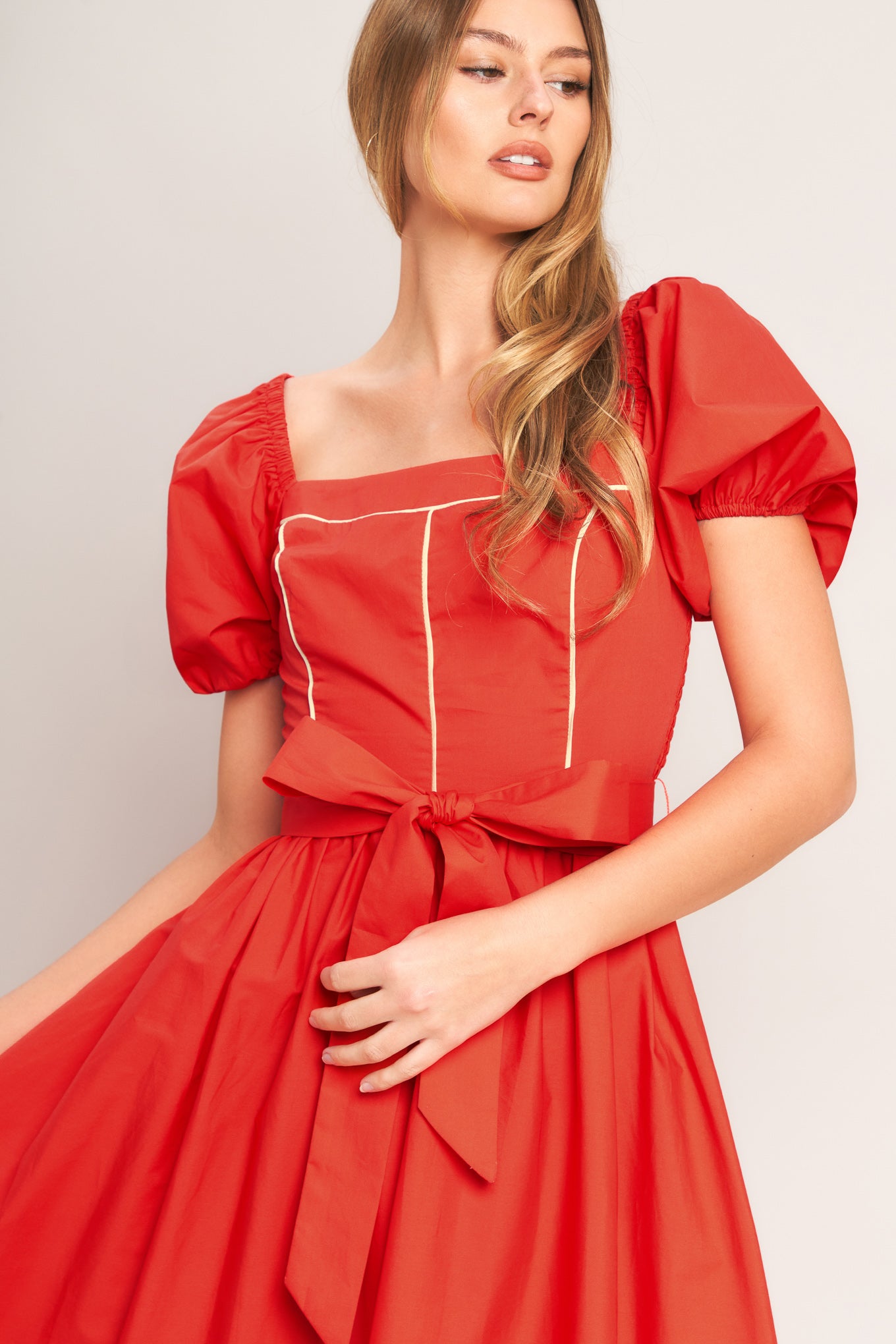 SUNSET ROMANCE WOVEN MIDI DRESS