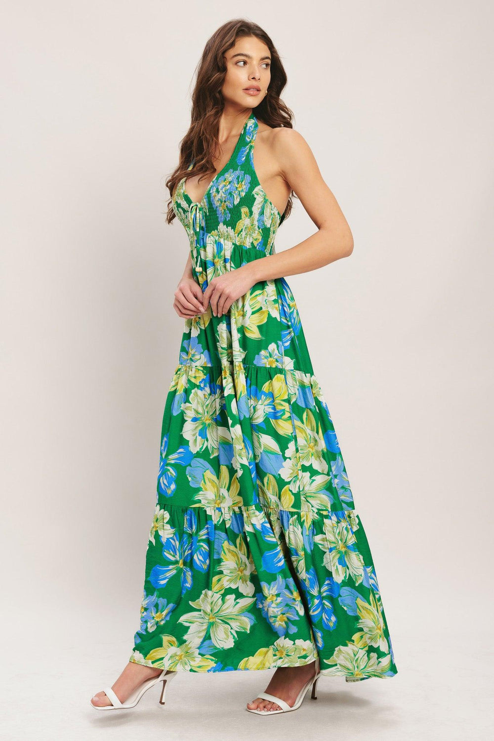PALM SHORE BLOOM WOVEN MAXI DRESS.