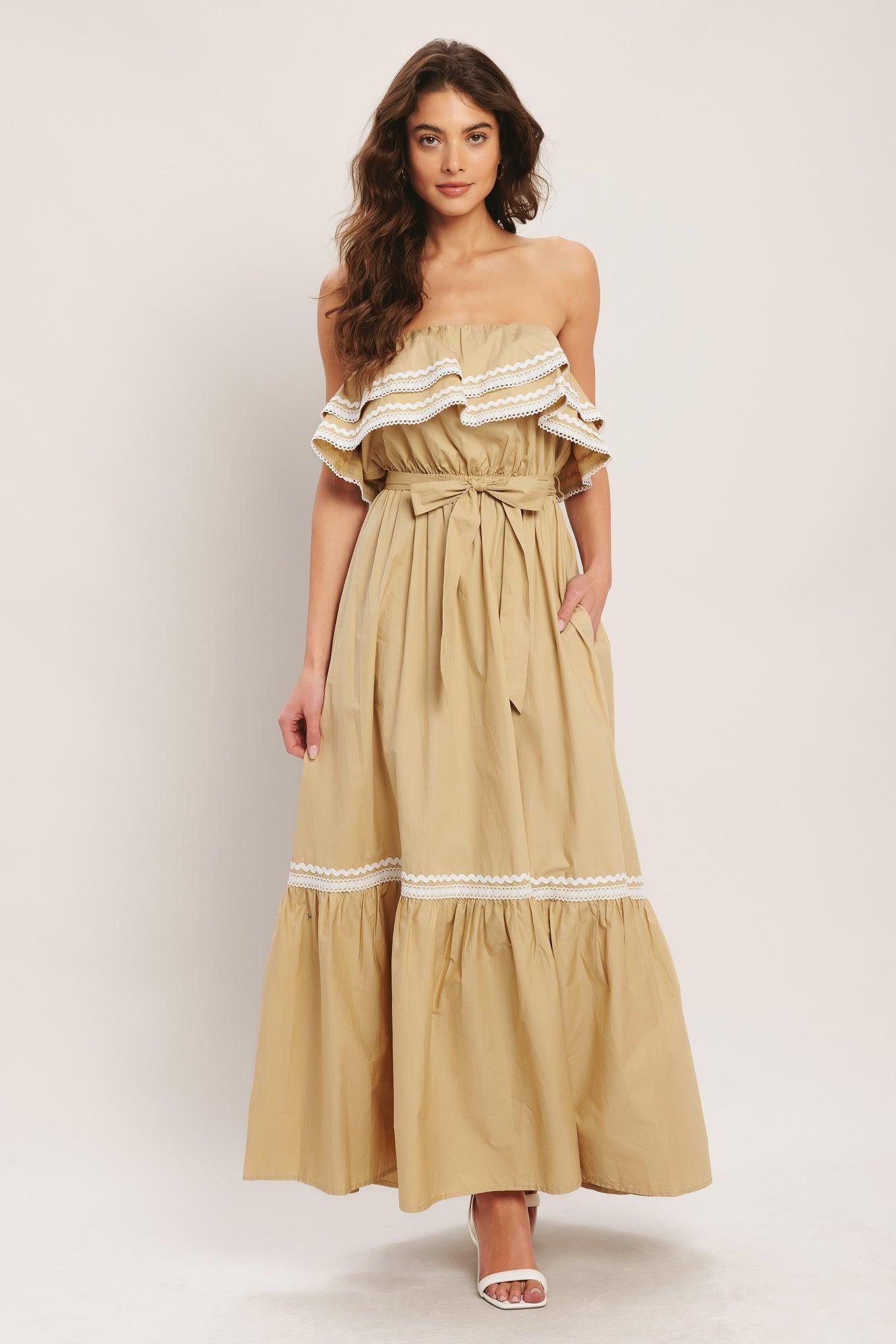 GOLDEN DUNE WOVEN ANKLE DRESS.