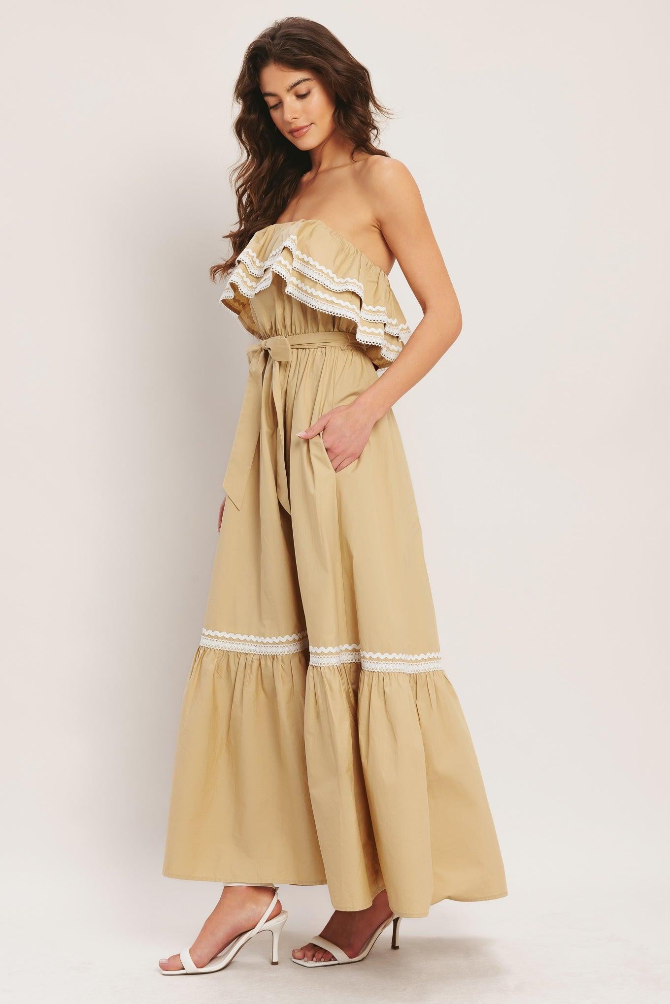 GOLDEN DUNE WOVEN ANKLE DRESS.