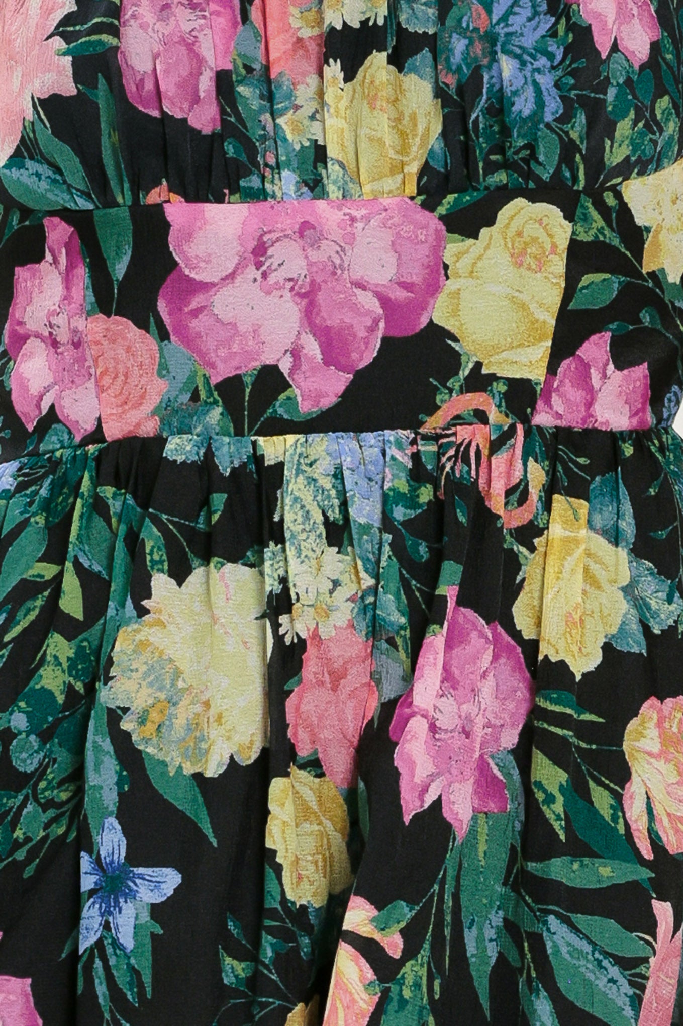 Close up of a black floral dress | Flying Tomato