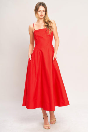 SUMMER CITY WOVEN MIDI DRESS.
