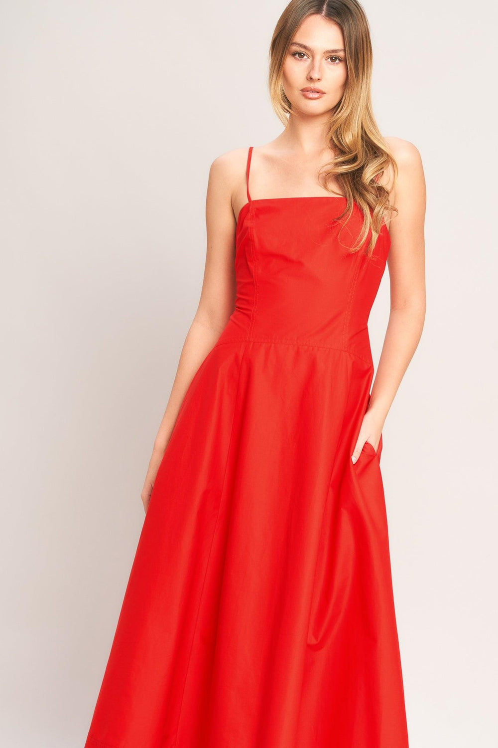 SUMMER CITY WOVEN MIDI DRESS.
