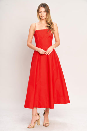 SUMMER CITY WOVEN MIDI DRESS.