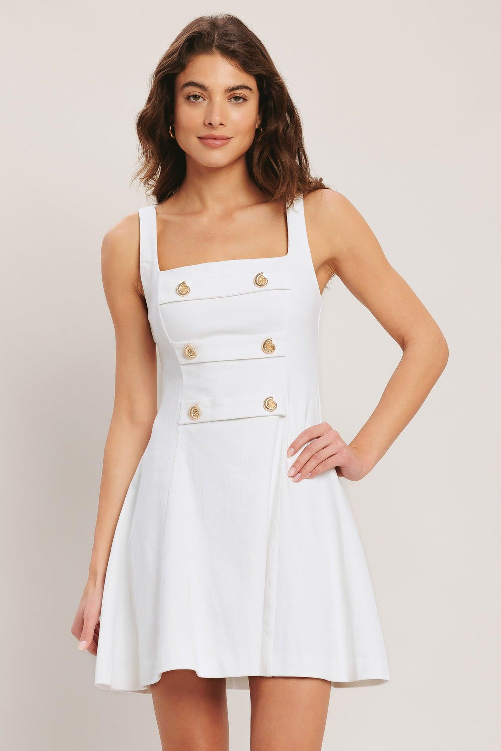 COASTAL CHIC WOVEN MINI DRESS.