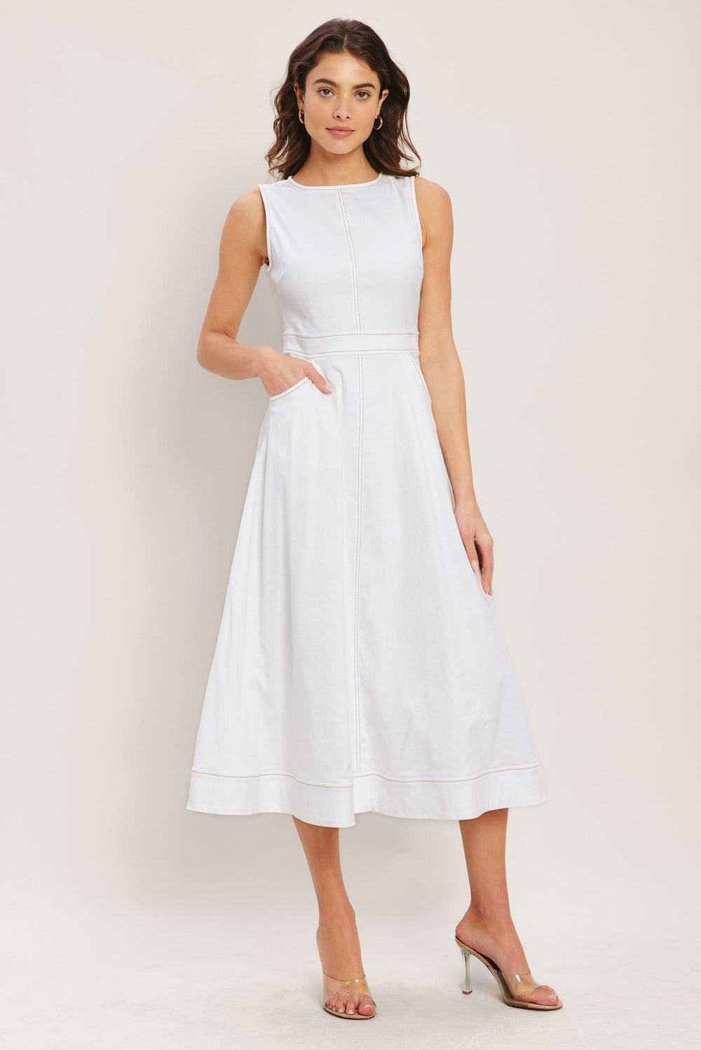 CLOUDLIGHT SUMMER WOVEN MIDI DRESS.