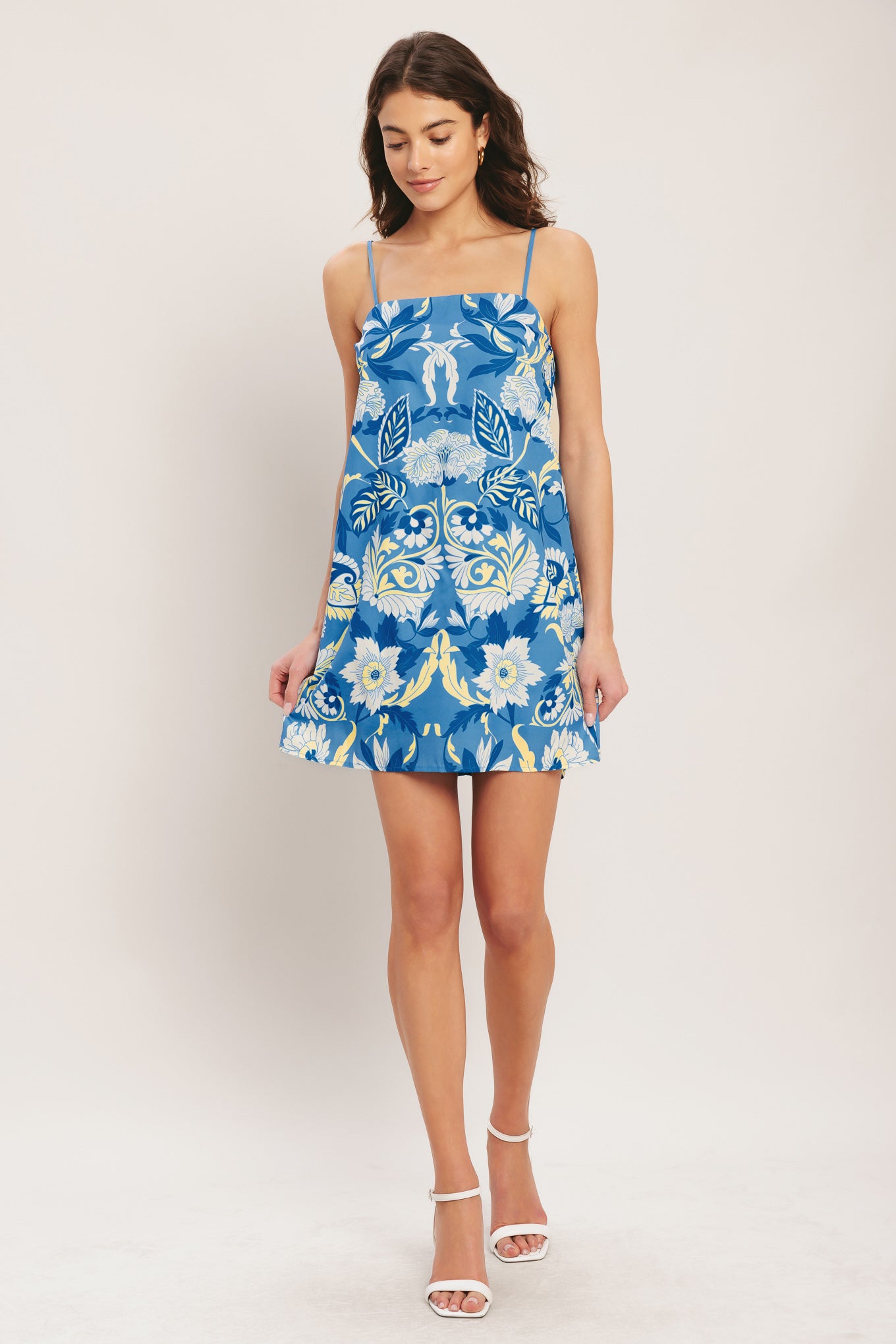 SANTORINI SKY WOVEN MINI SHIFT DRESS