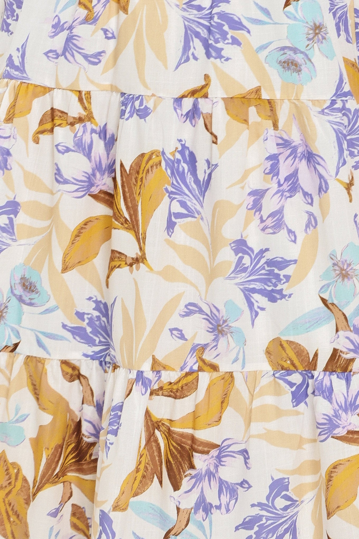 Floral patterned fabric with purple and gold leaves | Flying Tomato