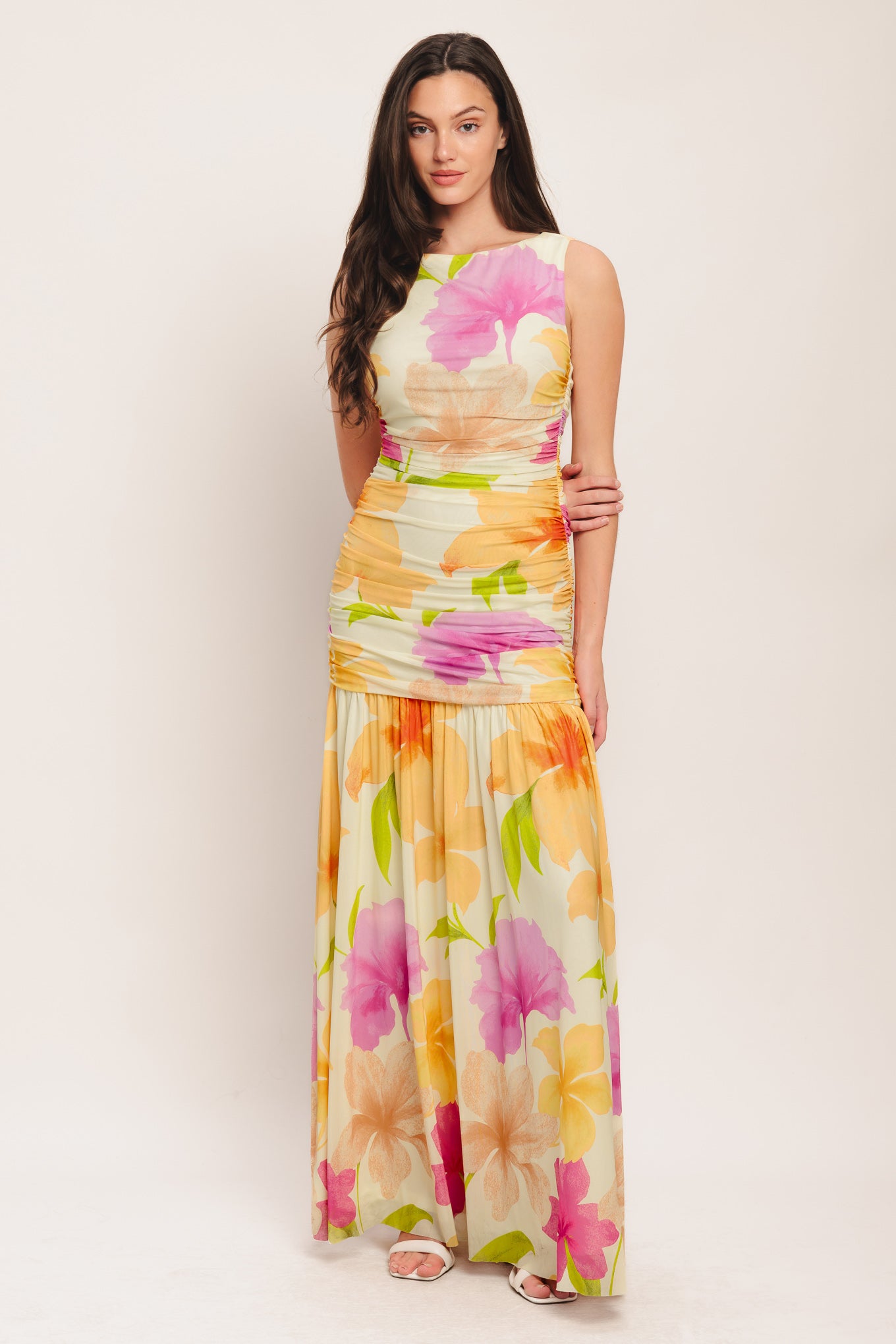 WARM BREEZE BLOOMS POWER MESH MAXI DRESS - Flying Tomato - DRESSES - Flying Tomato