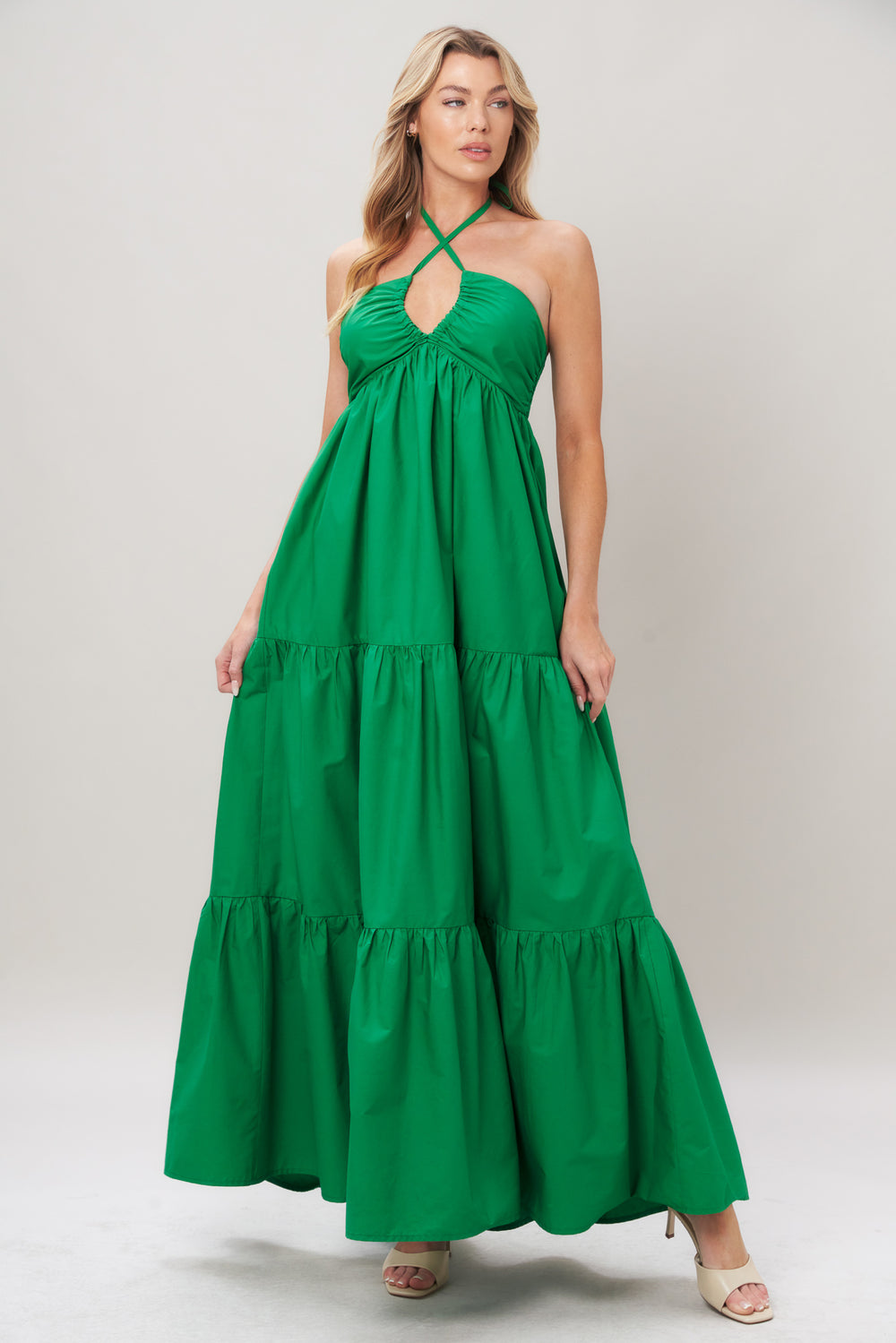 TROPIC STATEMENT WOVEN MAXI DRESS.