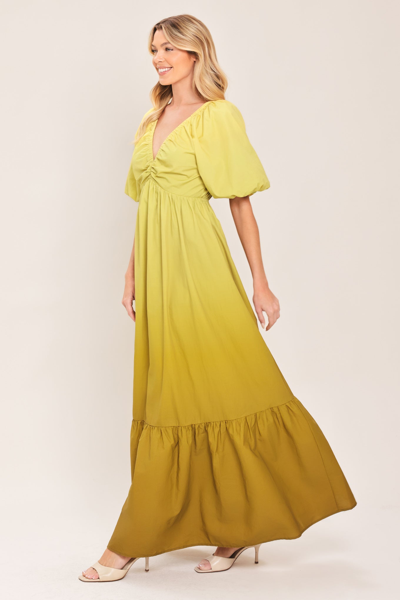 CITRINE GARDEN WOVEN MAXI DRESS, OMBRE/YELLOW / S