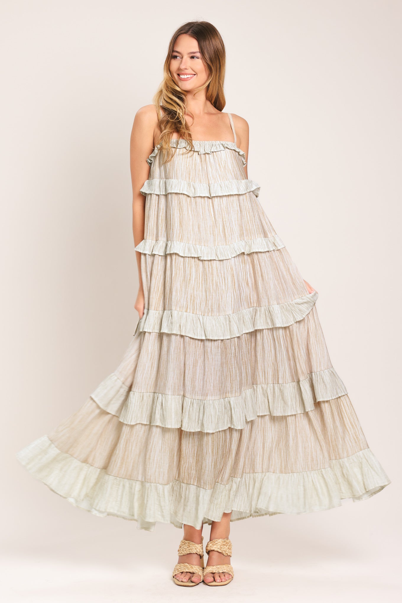 DUNE SERENA WOVEN MIDI DRESS.