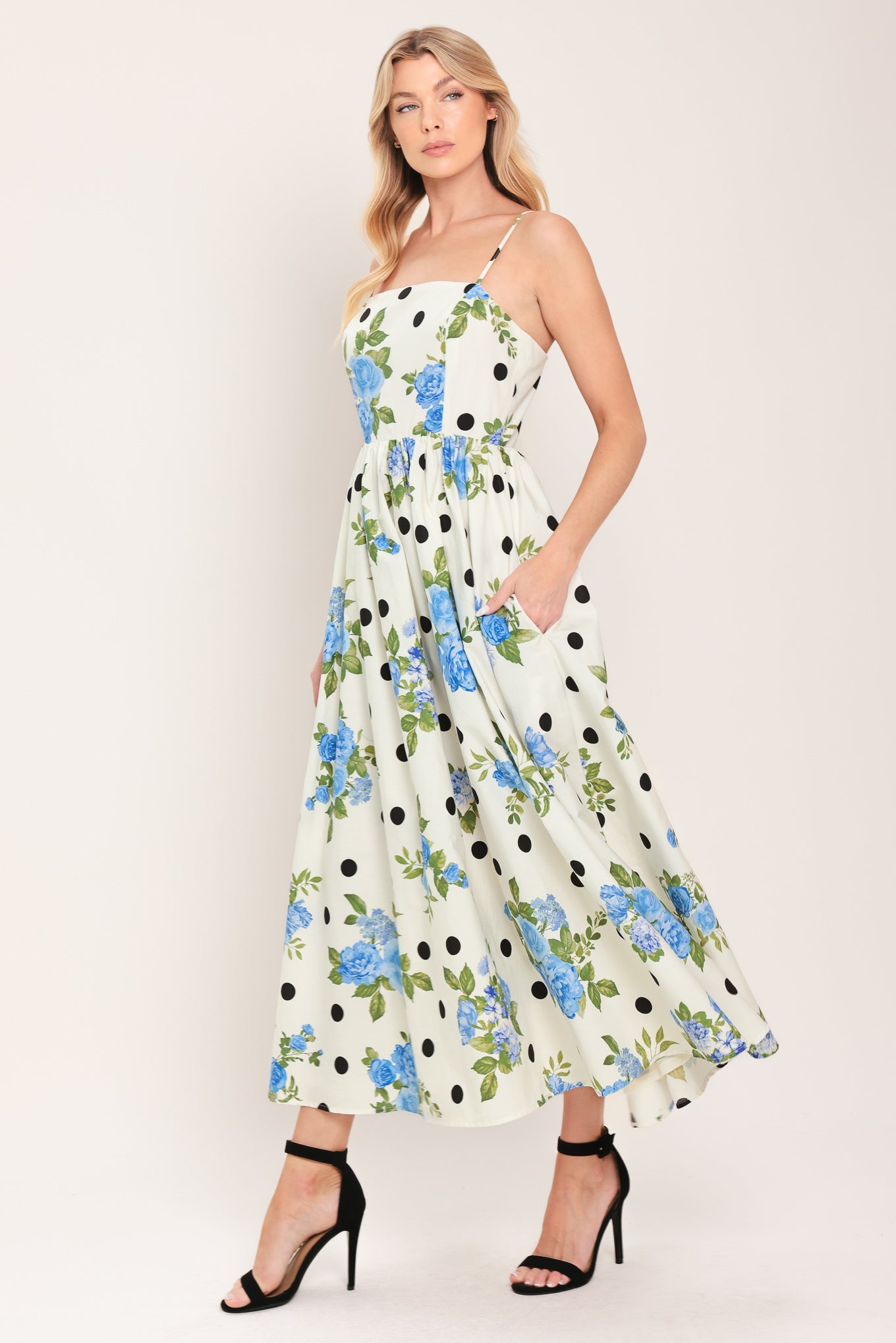 RETRO FLORA WOVEN MIDI DRESS l FLYING TOMATO – Flying Tomato