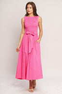 PINK RADIANCE WOVEN MIDI DRESS.