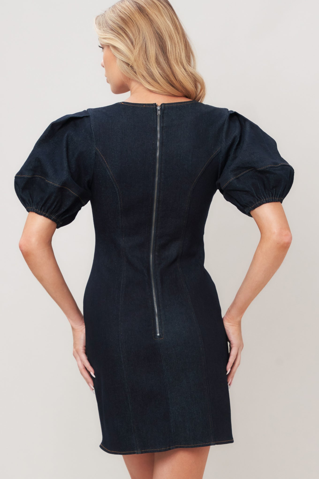 MIDNIGHT FEMME WOVEN MINI DRESS.