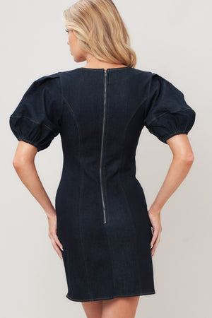 MIDNIGHT FEMME WOVEN MINI DRESS.