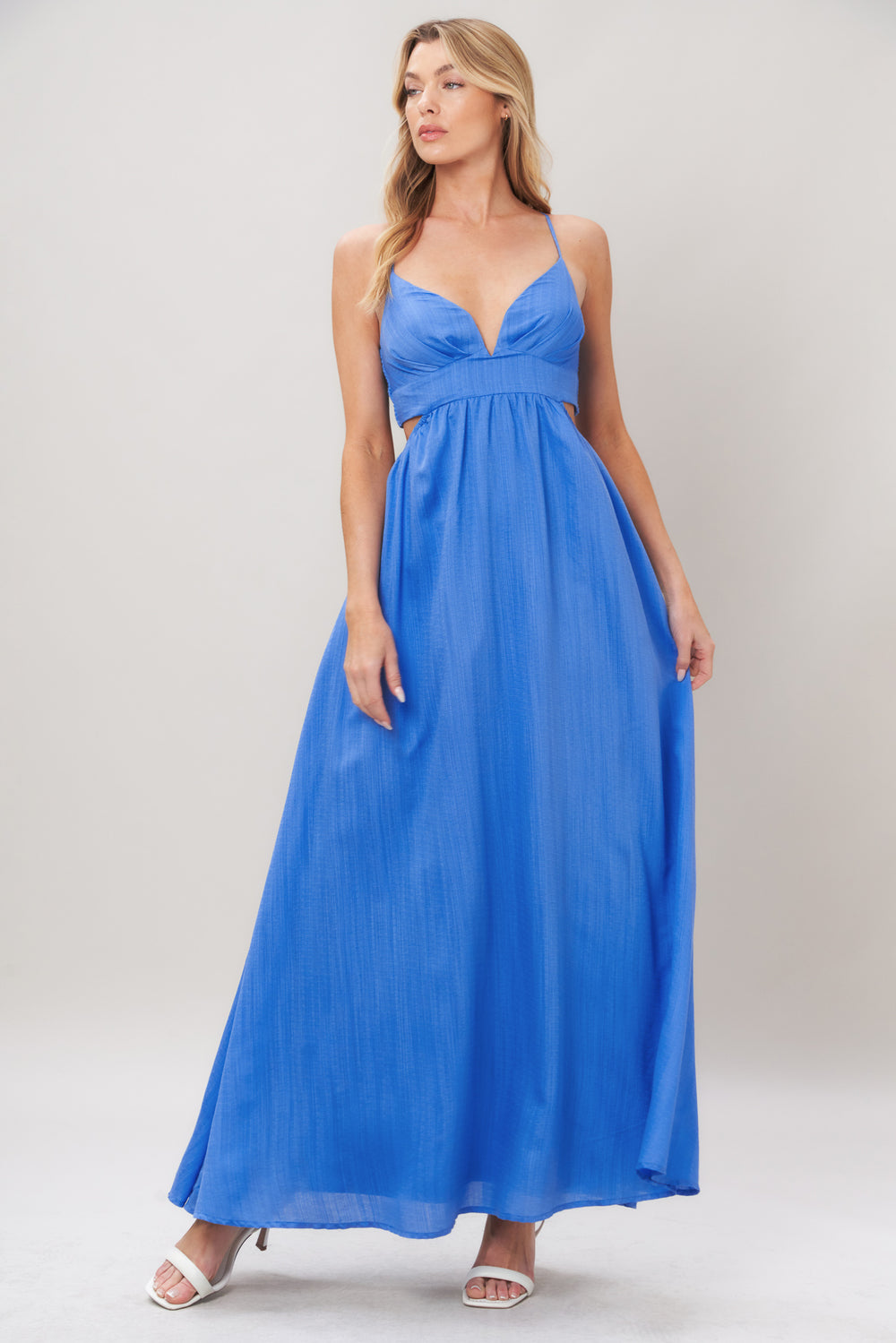 AZURE TEMPTATION WOVEN MAXI DRESS.
