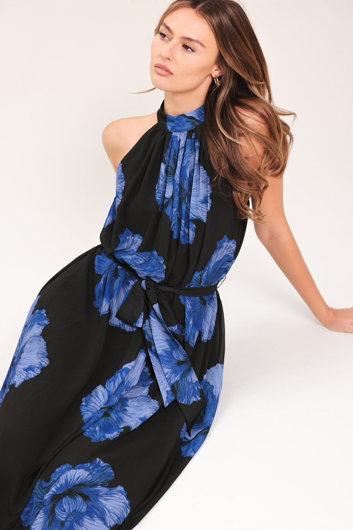 flying tomato blue dress HOPPING ISLANDS WOVEN MIDI DRESS, POWDER BLUE / L