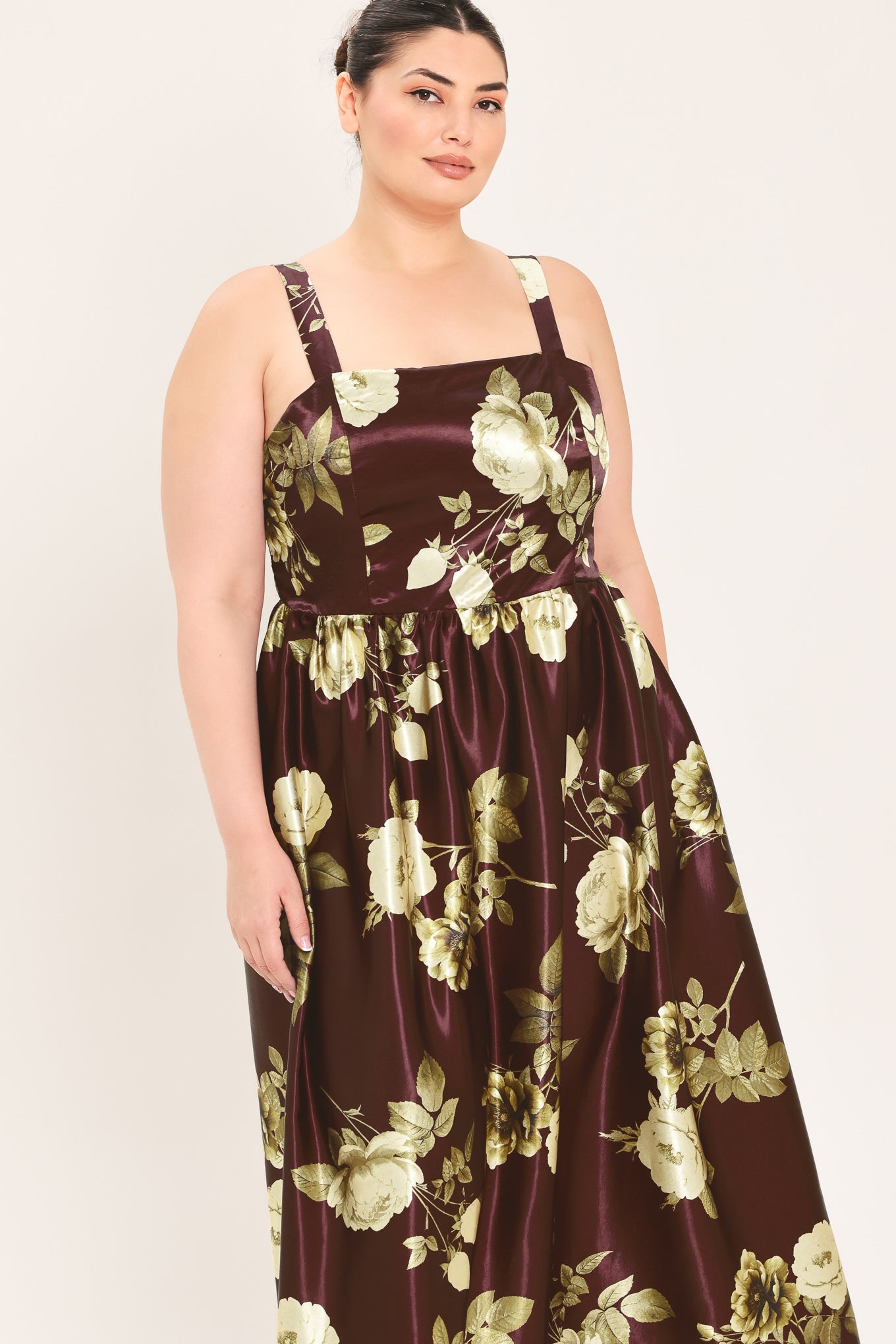 WINE GARDEN LULLABY WOVEN MIDI DRESS