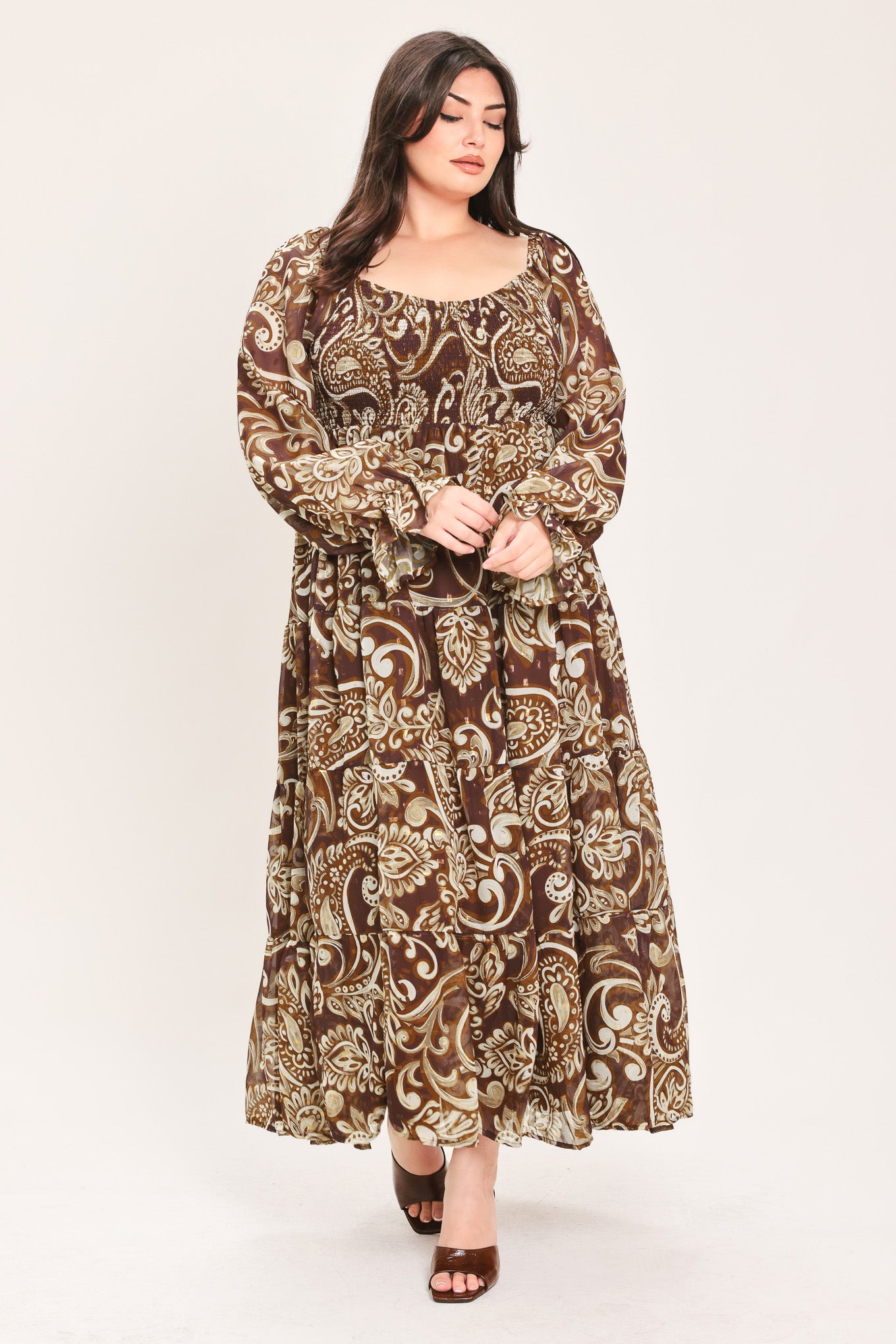 CEDAR SWIRL SONATA WOVEN MIDI DRESS