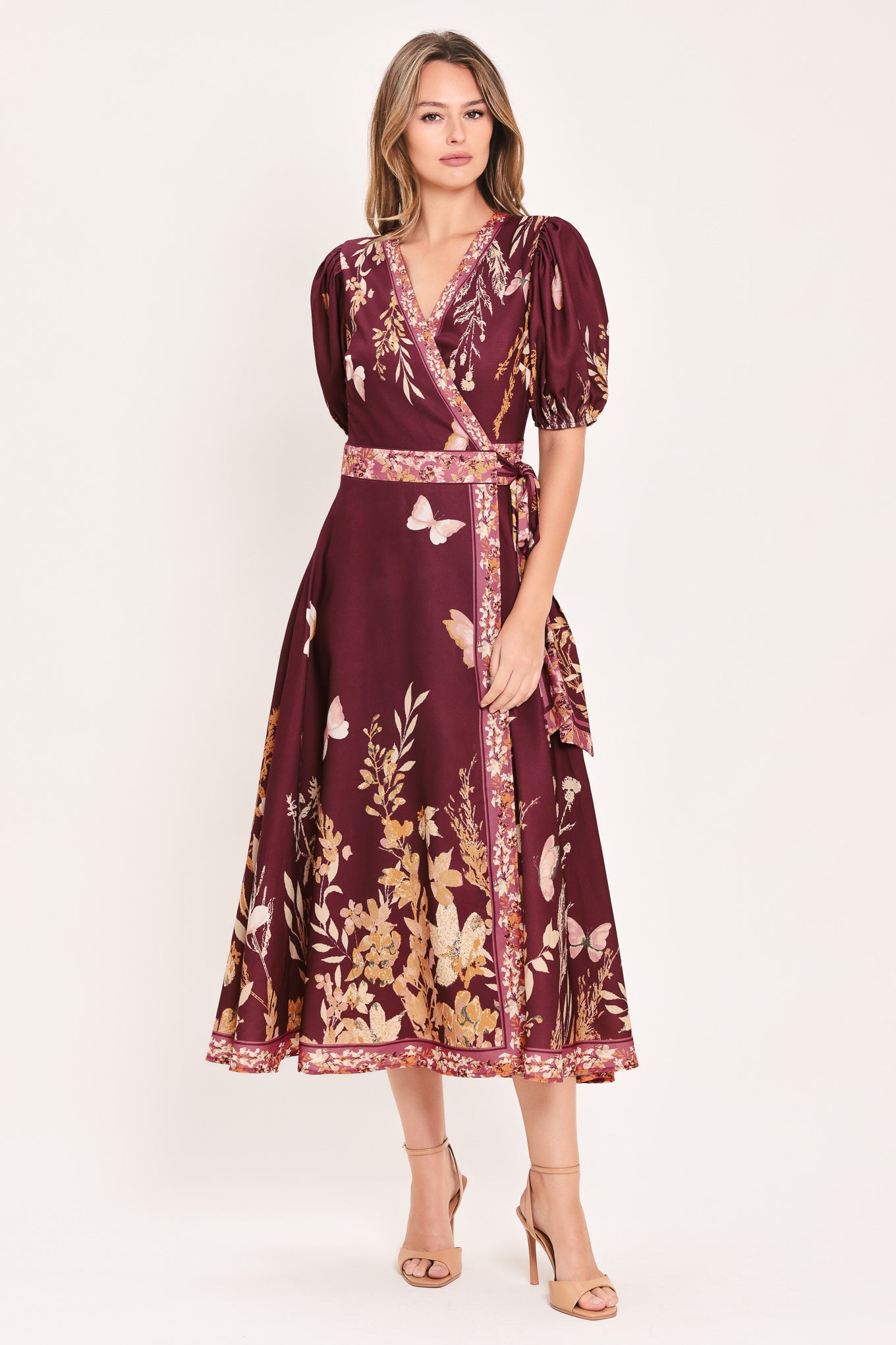 PLUM GARDEN ENCHANTMENT WOVEN MIDI DRESS l FLYING TOMATO – Flying Tomato