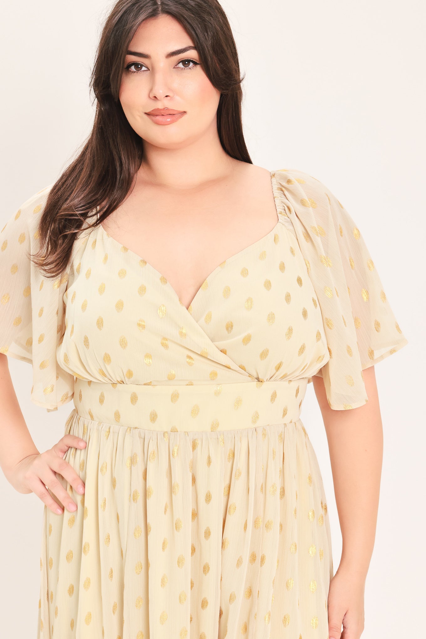SHIMMERING SKY AFFECTION WOVEN MIDI DRESS