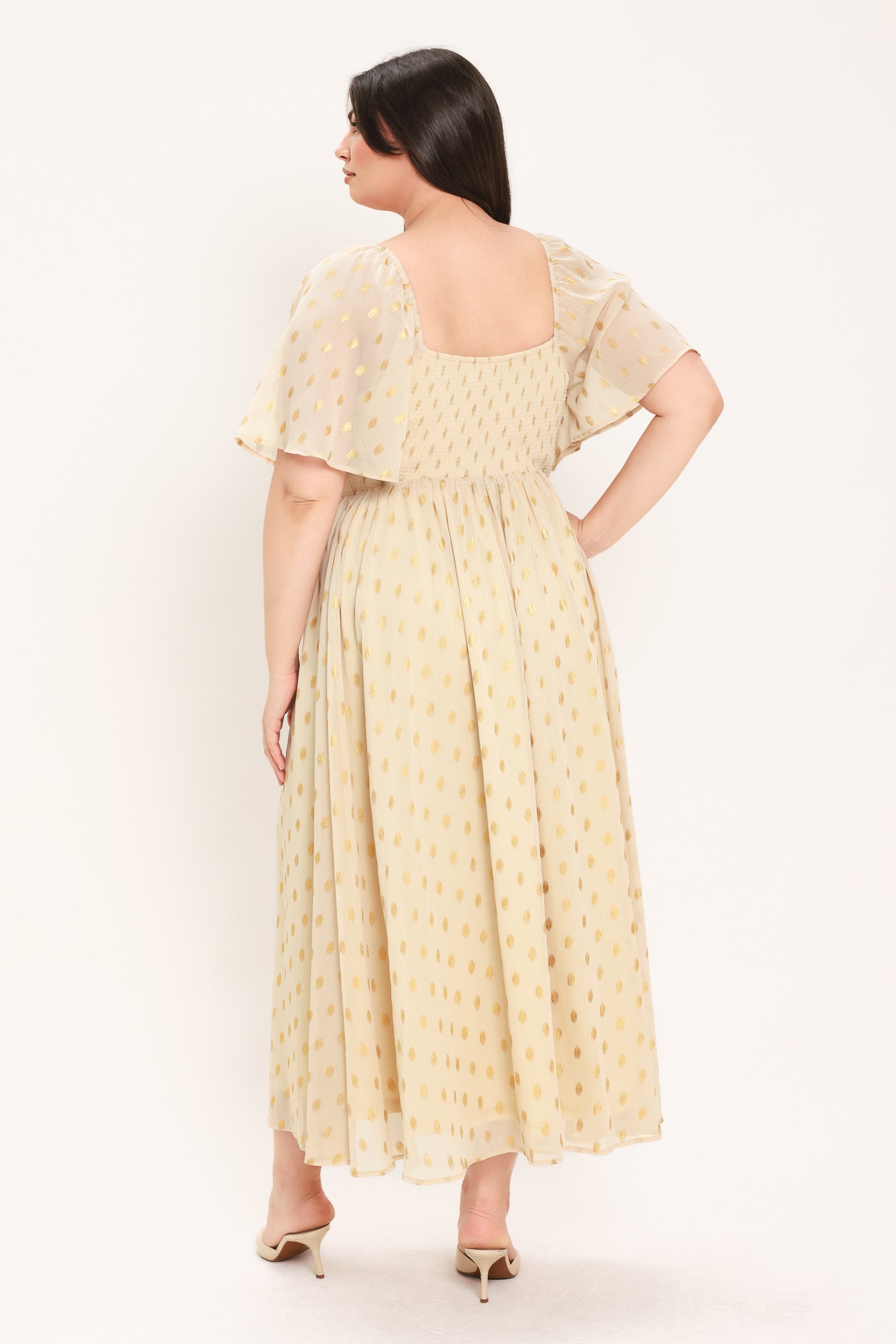 SHIMMERING SKY AFFECTION WOVEN MIDI DRESS