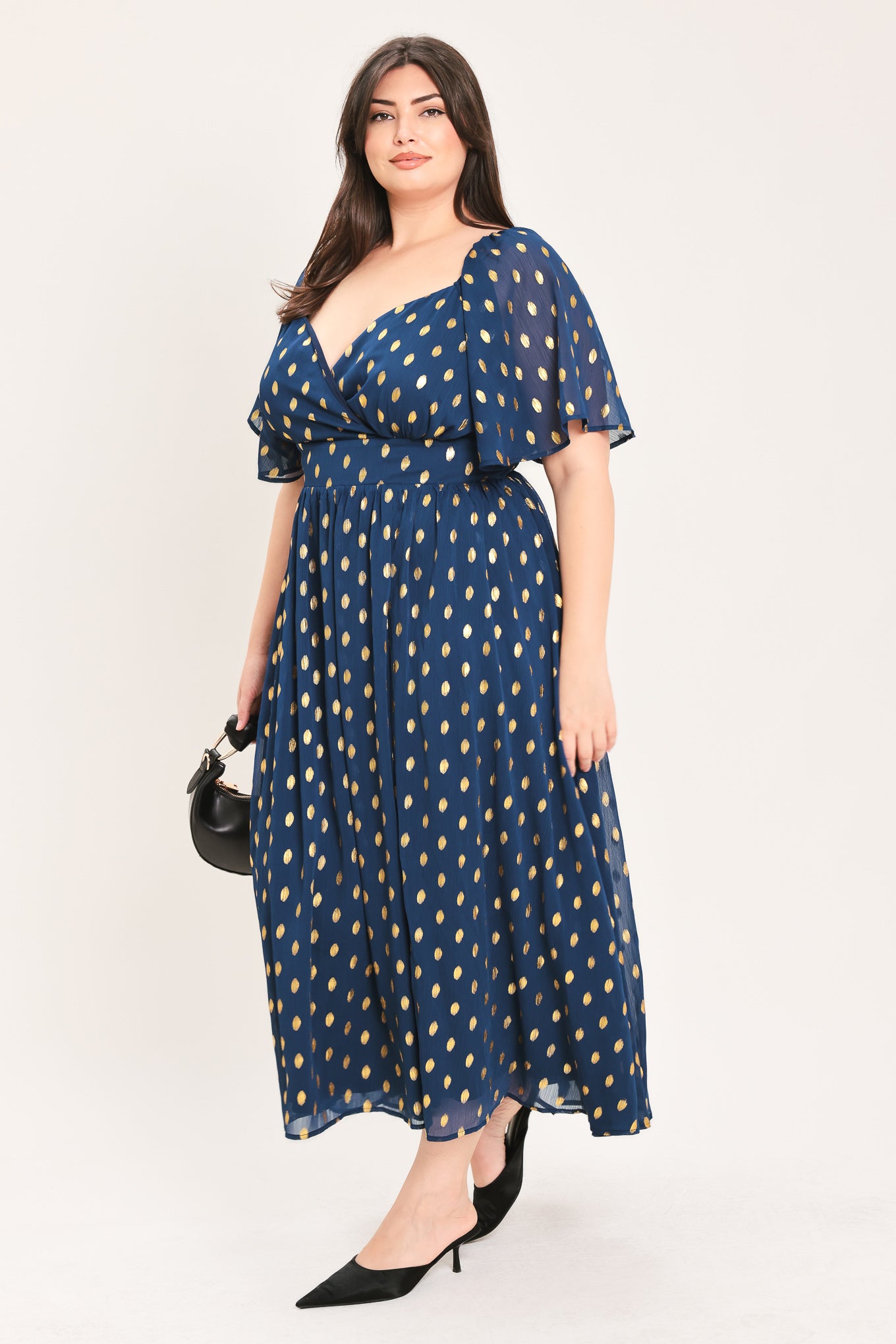 SHIMMERING SKY AFFECTION WOVEN MIDI DRESS