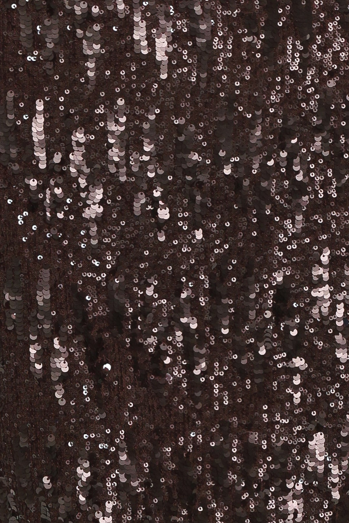 Woman wearing a sleeveless spaghetti strap dark brown sequins midi dress | Flying Tomato