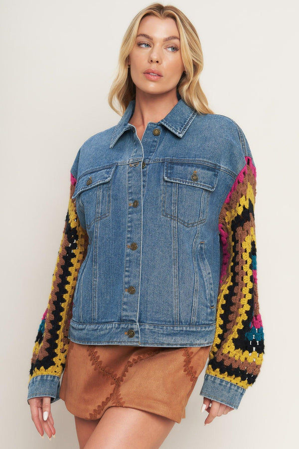 FESTIVAL WEAVE WASHED DENIM JACKET.
