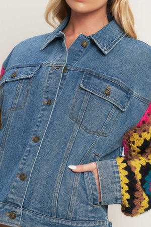 FESTIVAL WEAVE WASHED DENIM JACKET.