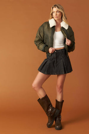 IN A TRANCE WOVEN BOMBER JACKET.