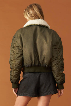 IN A TRANCE WOVEN BOMBER JACKET.