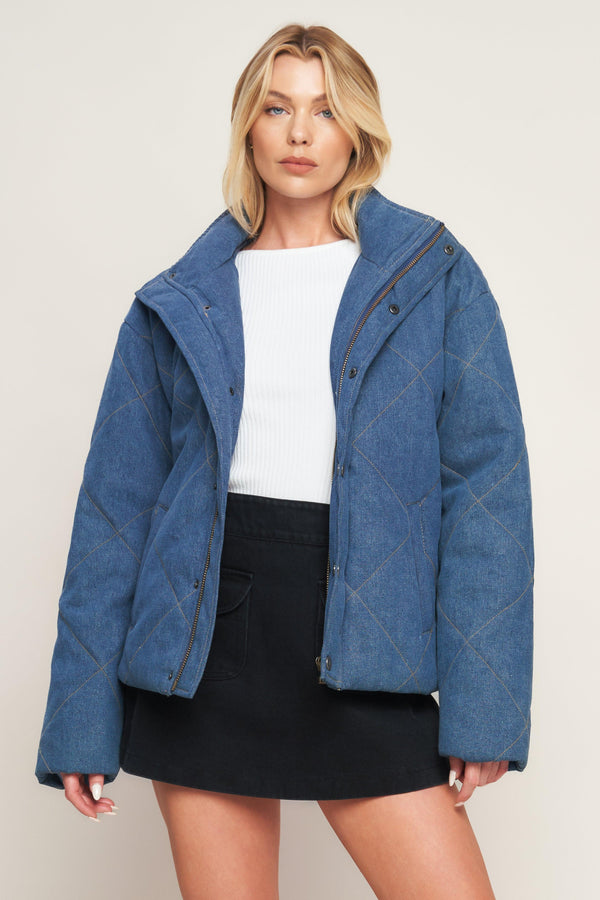 FOR GOOD QUILTED DENIM JACKET.
