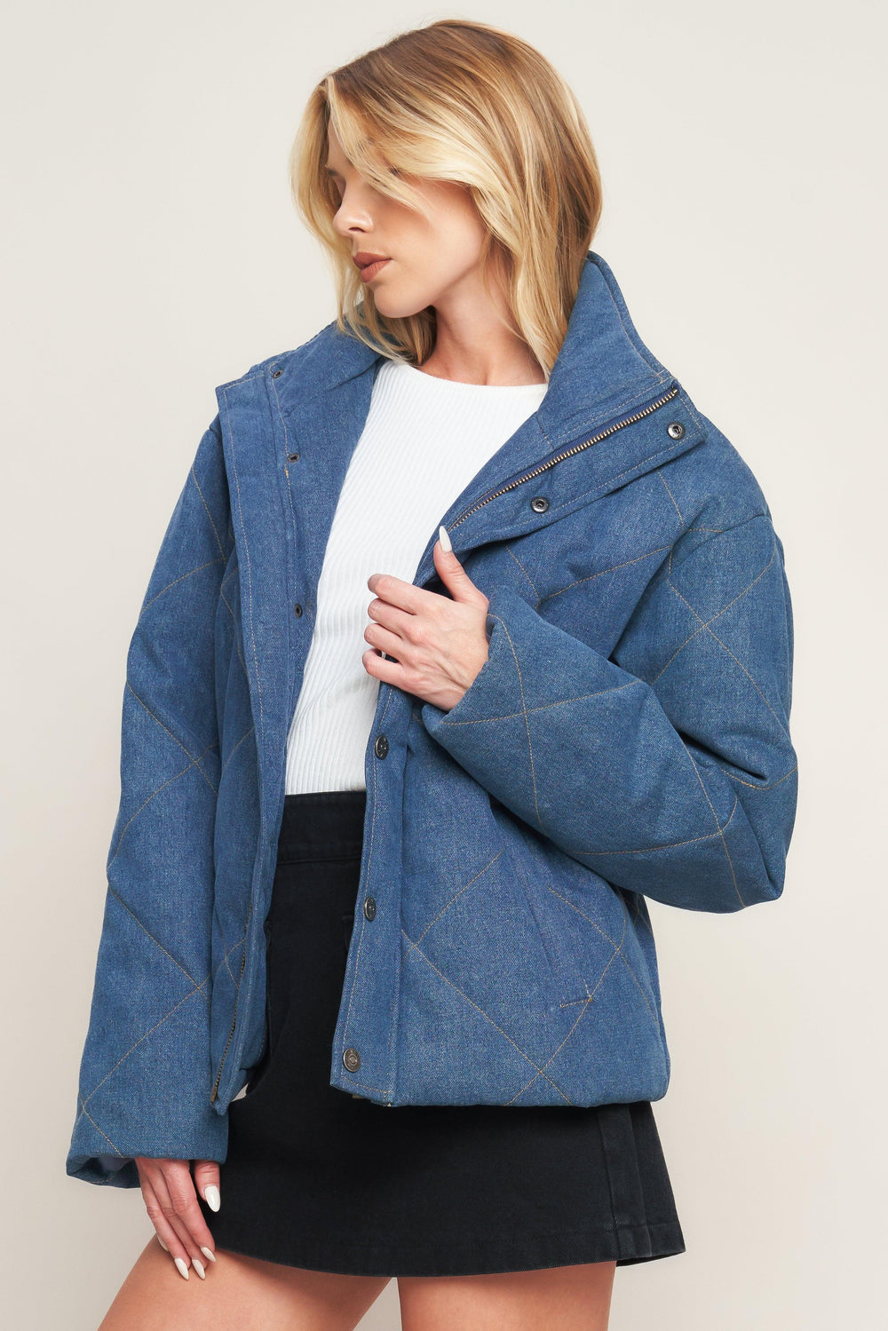 FOR GOOD QUILTED DENIM JACKET.