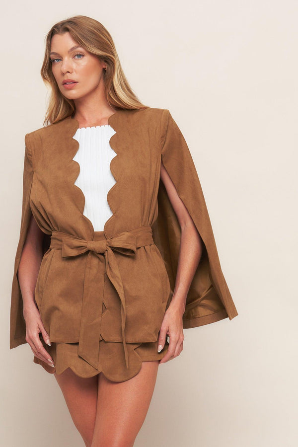 DESERT FLOWER FAUX SUEDE TOP.