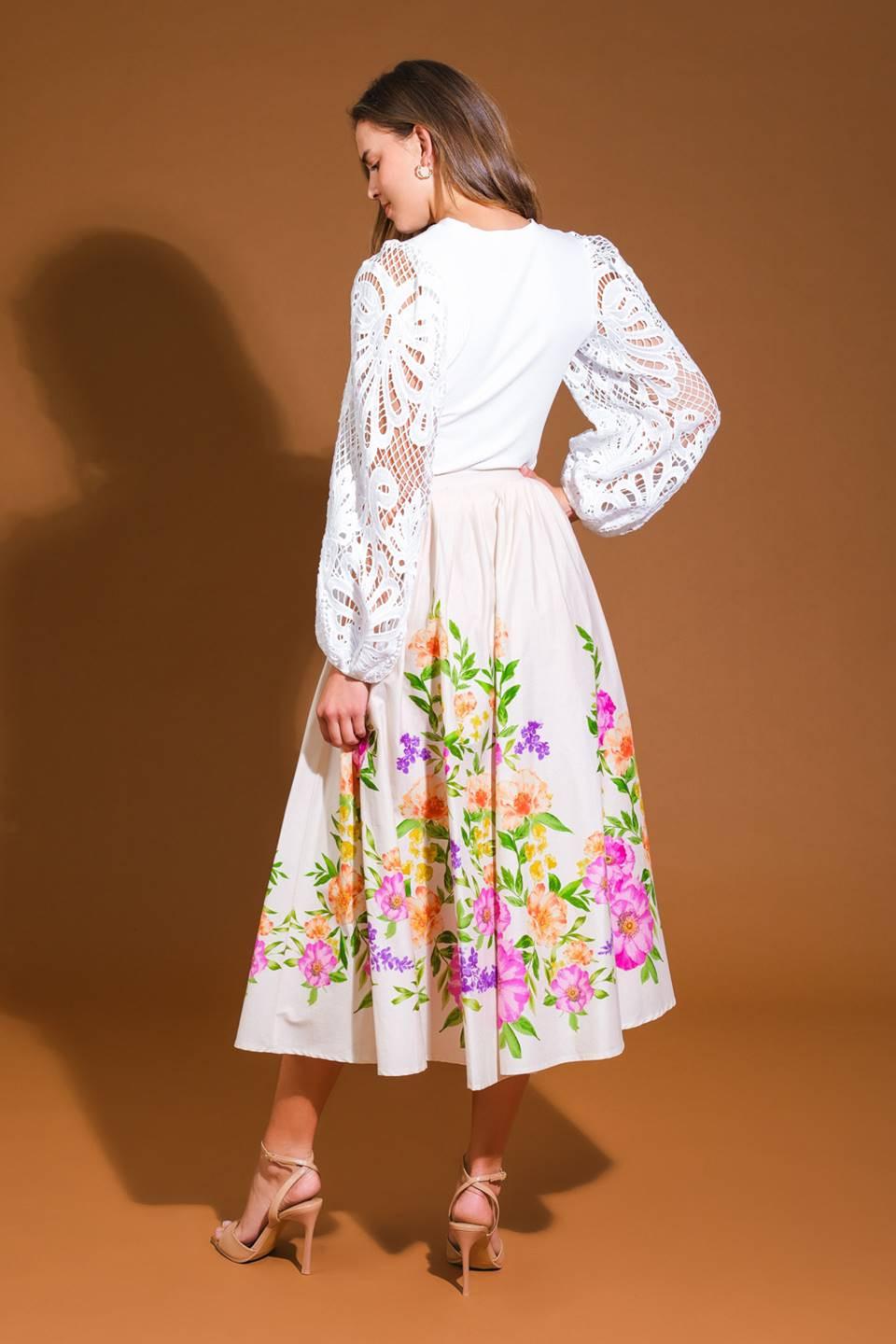 SAGAMORE CREEK LAND WOVEN MIDI SKIRT.