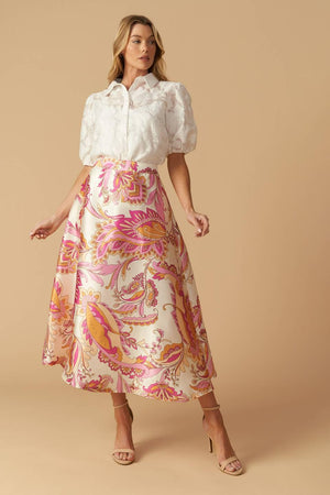 IN THE STILLNESS WOVEN MIDI SKIRT.