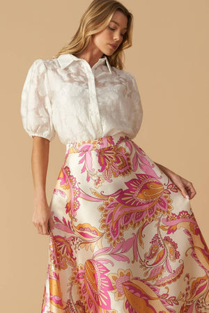 IN THE STILLNESS WOVEN MIDI SKIRT.